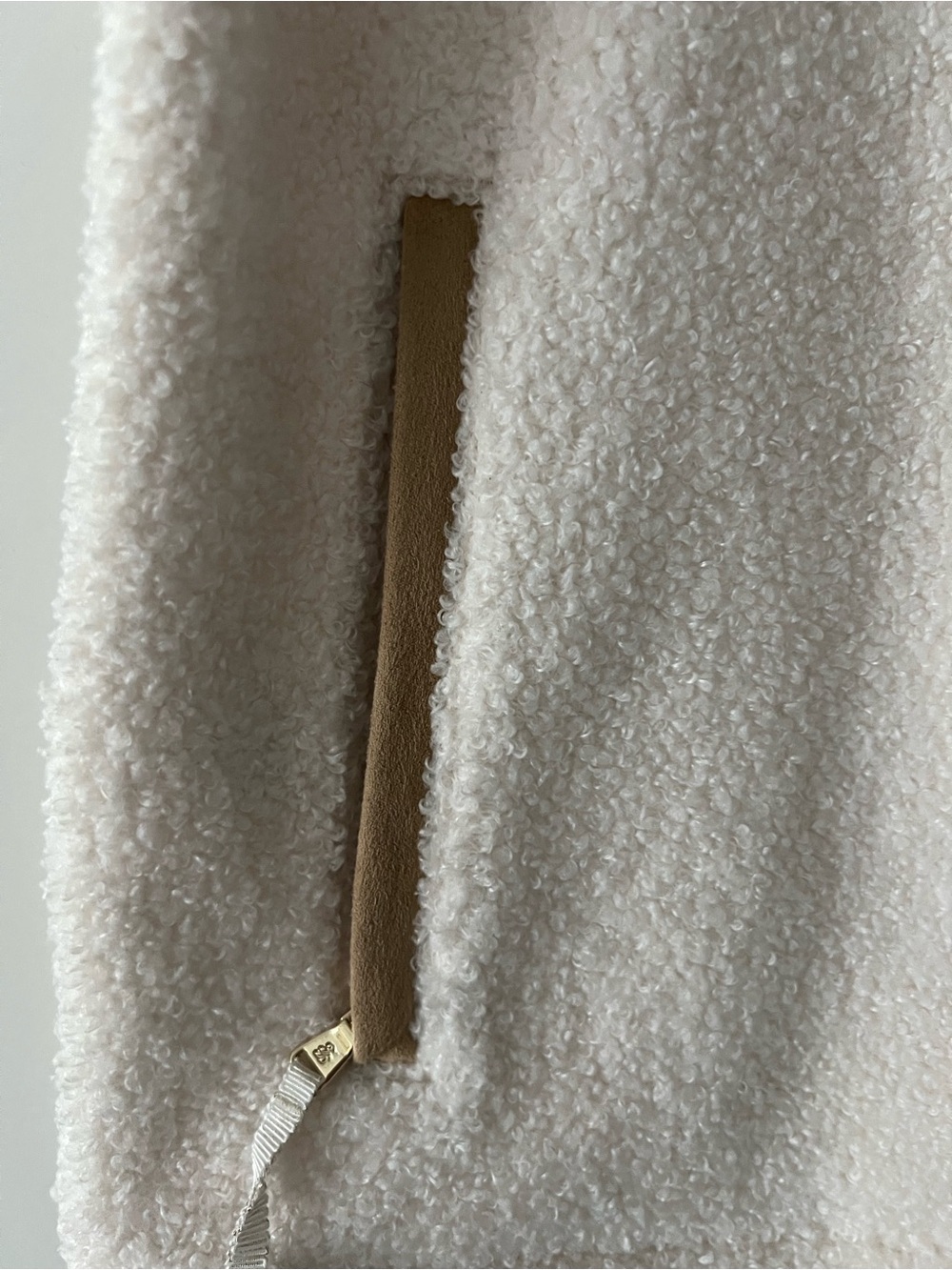 Tommy Bahama Sherpa Fleece Zip Vest Suede Trim XL Ivory Cream - Picture 3 of 8